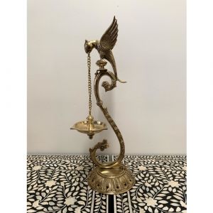 Brass Hanging Diya (Peacock)