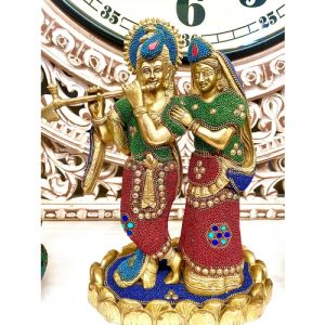 Brass Colourful Stone Fitted Radha Krishna