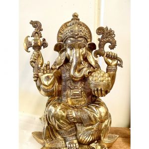Brass Lotus Ganesha (Big)